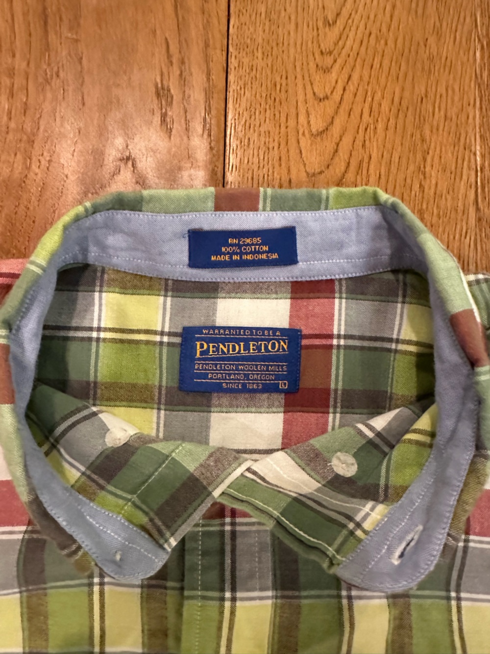 Pendleton Green Red Blue Plaid Button-Down Shirt